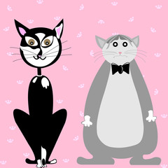 Funny cartoon cats