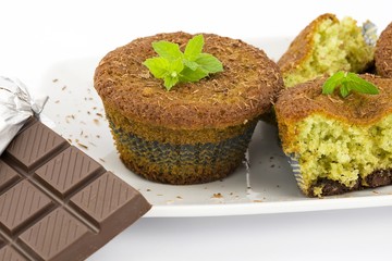 muffins with mint and chocolate