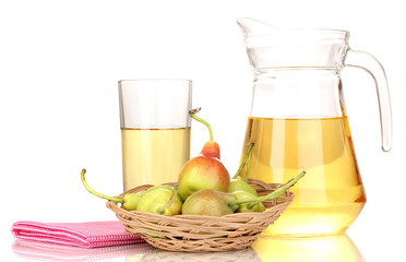 duchess drink with pears in basket isolated on white.