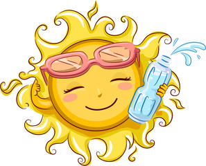 Sun Holding a Bottled Water