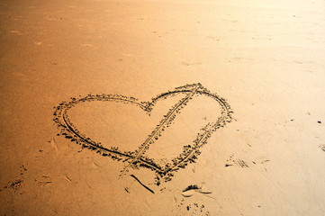 Love Symbol in a Beach