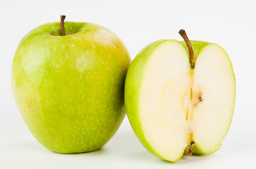 Green apples and half of apple
