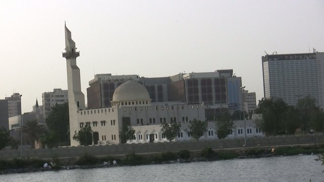 Mosque in jeddah waterfront closeup
