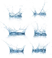 Abwaschbare Fototapete Wasser Wasserspritzer Sammlung über Weiß
