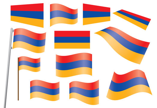 set of flags of Armenia vector illustration