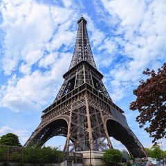 Fototapeta na wymiar Monumental Eiffel Tower in Paris, France.