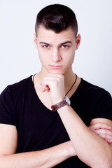 closeup portrait of handsome young adult man