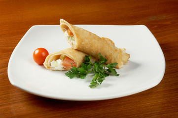 rolled pancakes stuffed chicken