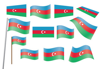 set of flags of Azerbaijan vector illustration