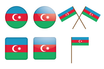 set of badges with flag of Azerbaijan vector illustration