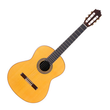 acoustic guitar on white background