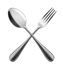 Flatware on white background. Fork and spoon.