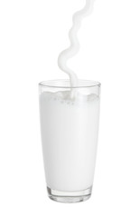milk in the glass on white background
