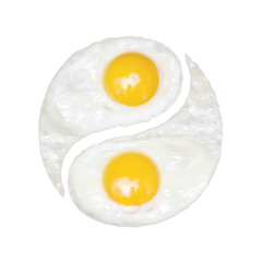 Fried eggs in the form of yin and yang on