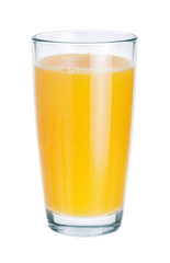 Fresh juice in glass on white background. The symbol of a health