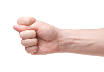 Fig. Gesture of the hand on white background