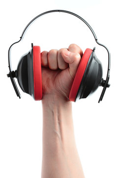 headphones and hand