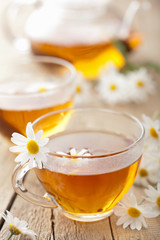 herbal tea with chamomile flowers