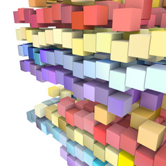 Fototapeta na wymiar rainbow color abstract 3d floating cube