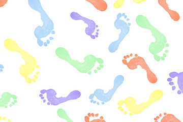 Fototapeta na wymiar Multi colored footprints