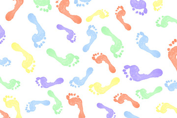 Fototapeta na wymiar Lots of multi colored footprints