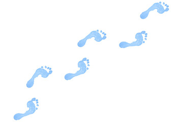 Fototapeta premium Six blue footprints