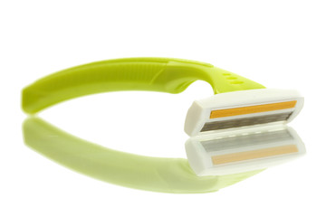 woman safety shaver isolated on white.