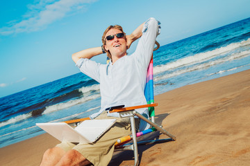 Business man on the beach