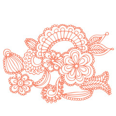 hand draw line art floral design