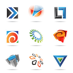 Various colorful abstract icons, Set 12