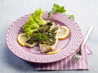 cod fillet with parsley anchovy and capers