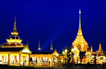 Thai Royal Crematorium at twilight in Bangkok, Thailand 