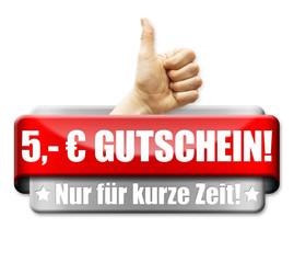 5,- Euro Gutschein! Button, Icon