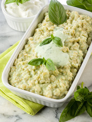 risotto with yogurt and basil healthy food