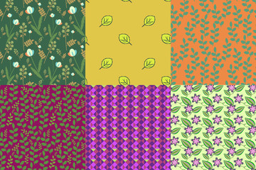 Set of 6 floral and abstract patterns