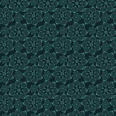 Seamless decorative dark blue pattern