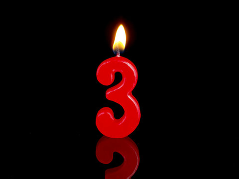 Birthday-anniversary candles showing Nr. 3