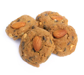 Almond cookies on white background