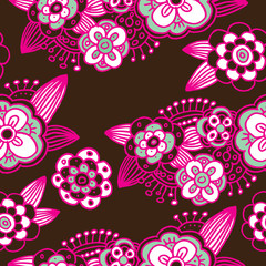 Seamless flower pattern background in vector - 43169437