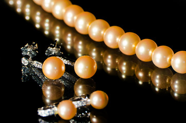 pearl necklace and earrings