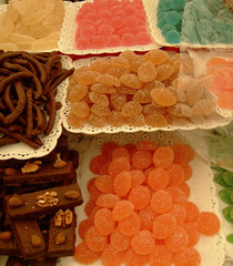 stacked trays of sugary jelly