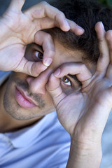 Jeune homme, zéro, grimace, expression, beau, mâle