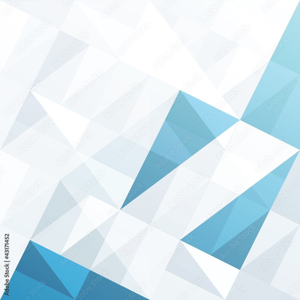 Poster abstract geometrical background with blue triangles and space fo