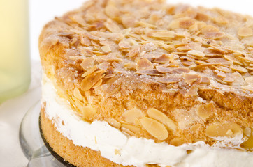 flat cake with an almond and sugar coating 