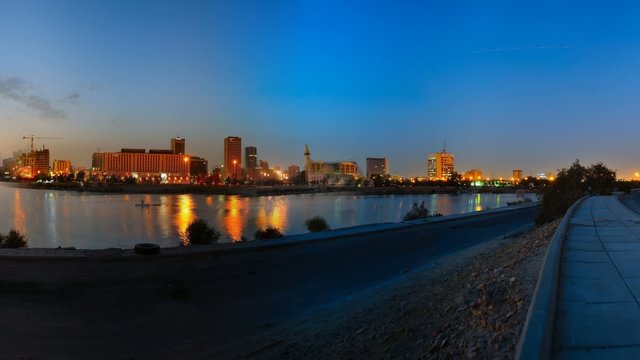 Jeddah downtown at dawn in panoramic view