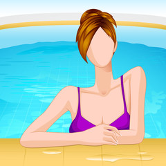 vector illustration of lady in swimming pool