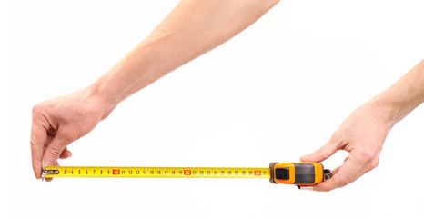 Tape measure in hands