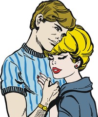 Ilustracion con una pareja de jovenes