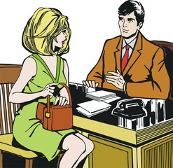 Illustration avec un couple au bureau