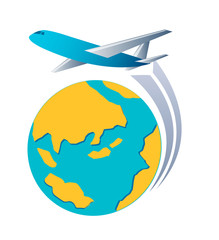 vector icon glabe and airplane